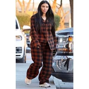 SKIMS Fleece Sleep Set in Jasper Buffalo Check Size 2X